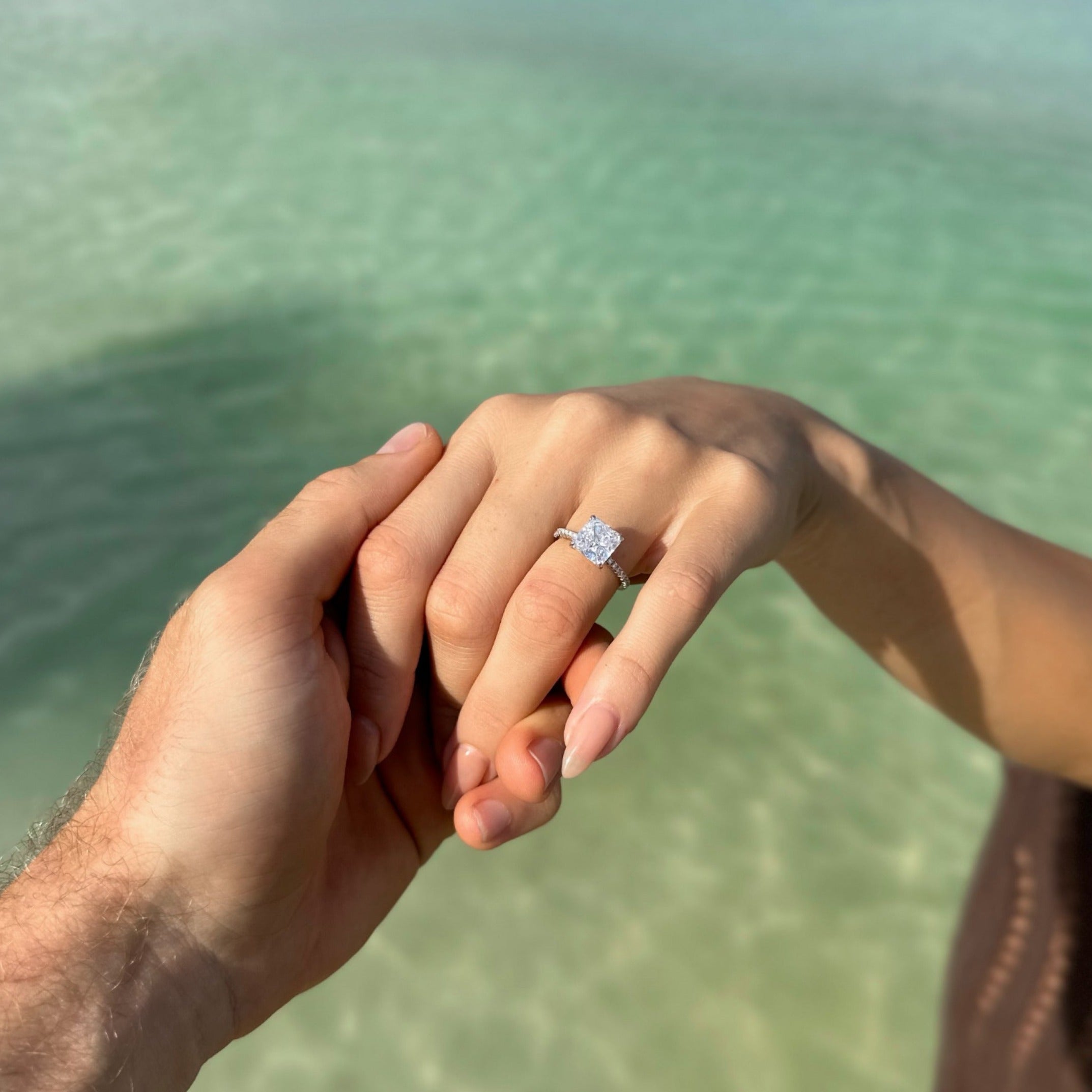 Amore 3CT Radiant Square Cut S925 Sterling Silver Promise Ring | Affordable Engagement Ring with Hidden Halo & Pave Band | Hypoallergenic, Tarnish-Free 8A Cubic Zirconia | Stacking Jewelry for Weddings & Anniversaries | Buy in London, UK | Luxora London