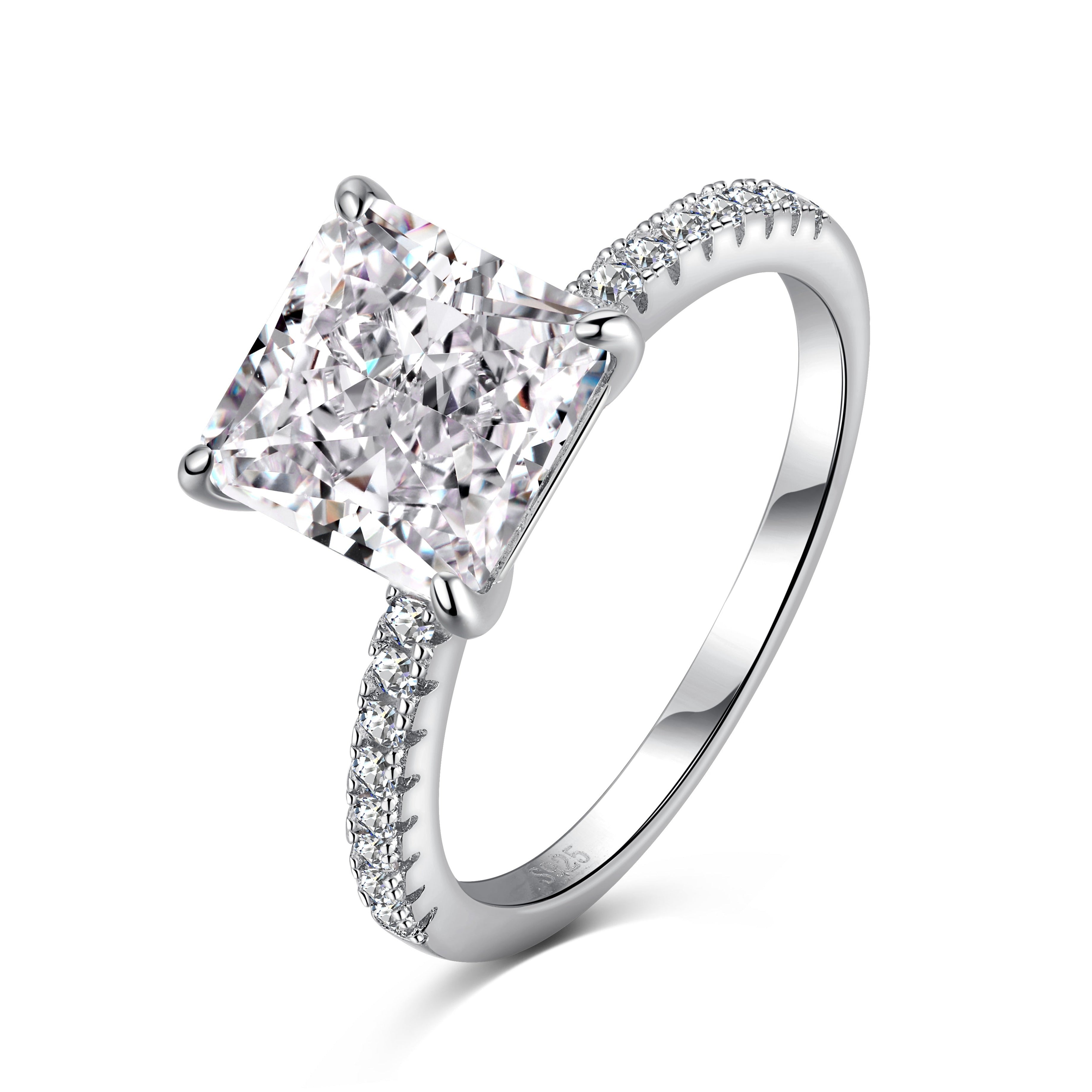 Amora 3CT Radiant Square Cut Diamond Engagement Ring - Luxora London