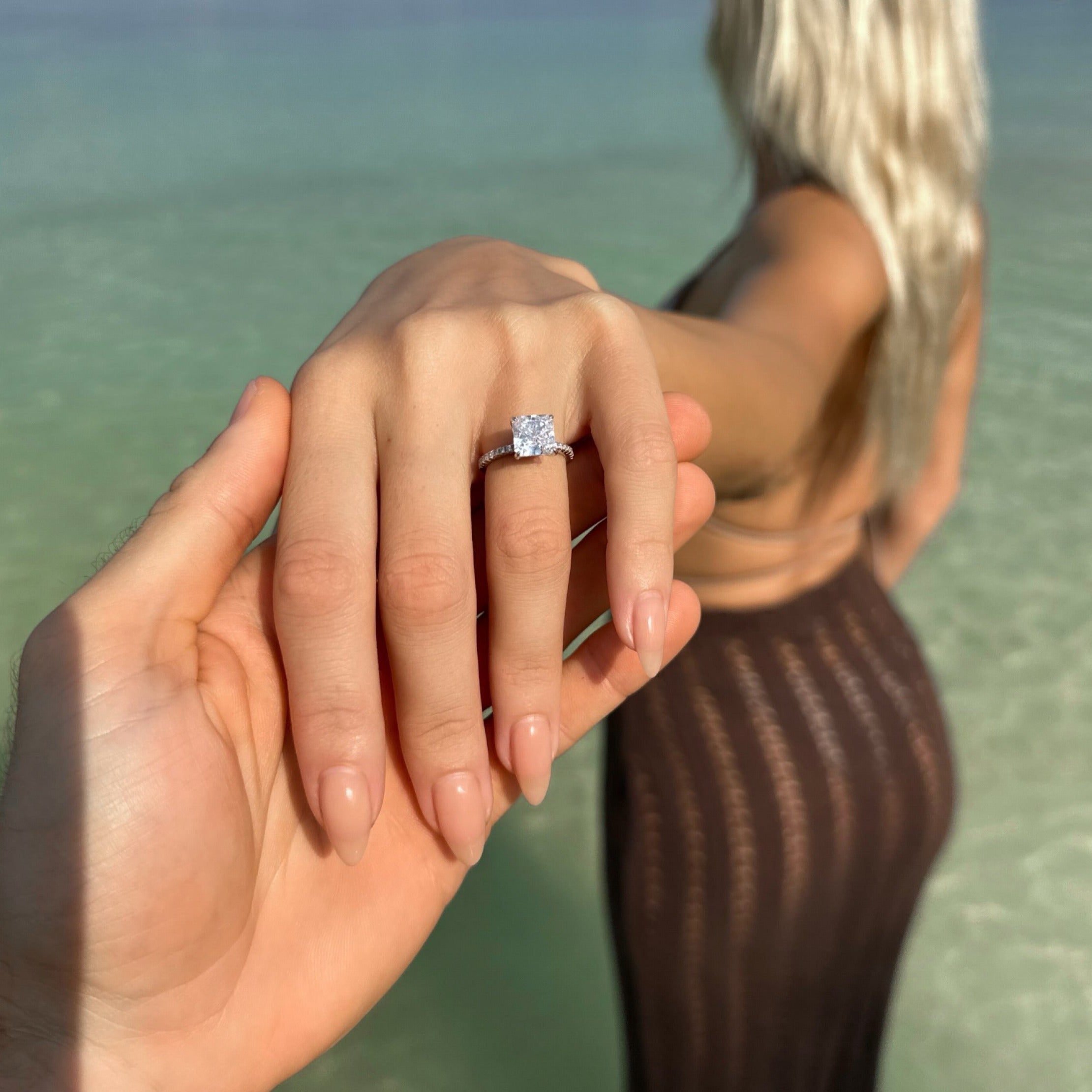 Amore 3CT Radiant Square Cut S925 Sterling Silver Promise Ring | Affordable Engagement Ring with Hidden Halo & Pave Band | Hypoallergenic, Tarnish-Free 8A Cubic Zirconia | Stacking Jewelry for Weddings & Anniversaries | Buy in London, UK | Luxora London