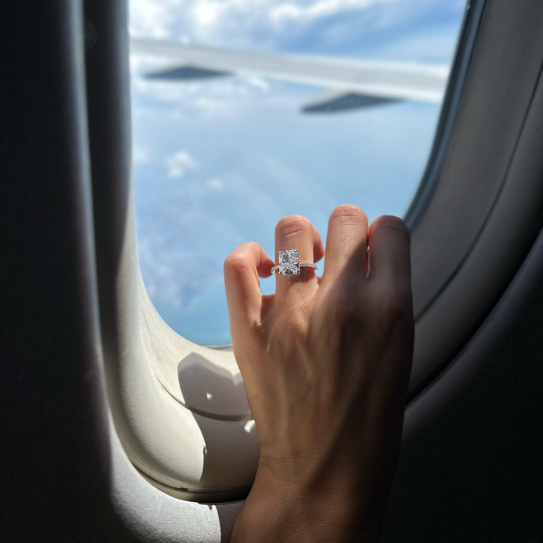 Alaia 4CT Radiant Cut S925 Sterling Silver Promise Ring | Affordable Engagement Ring with Hidden Halo & Pave Band | Hypoallergenic, Tarnish-Free 8A Cubic Zirconia | Stacking Jewellery for Weddings & Anniversaries | Buy in London, UK | Luxora London