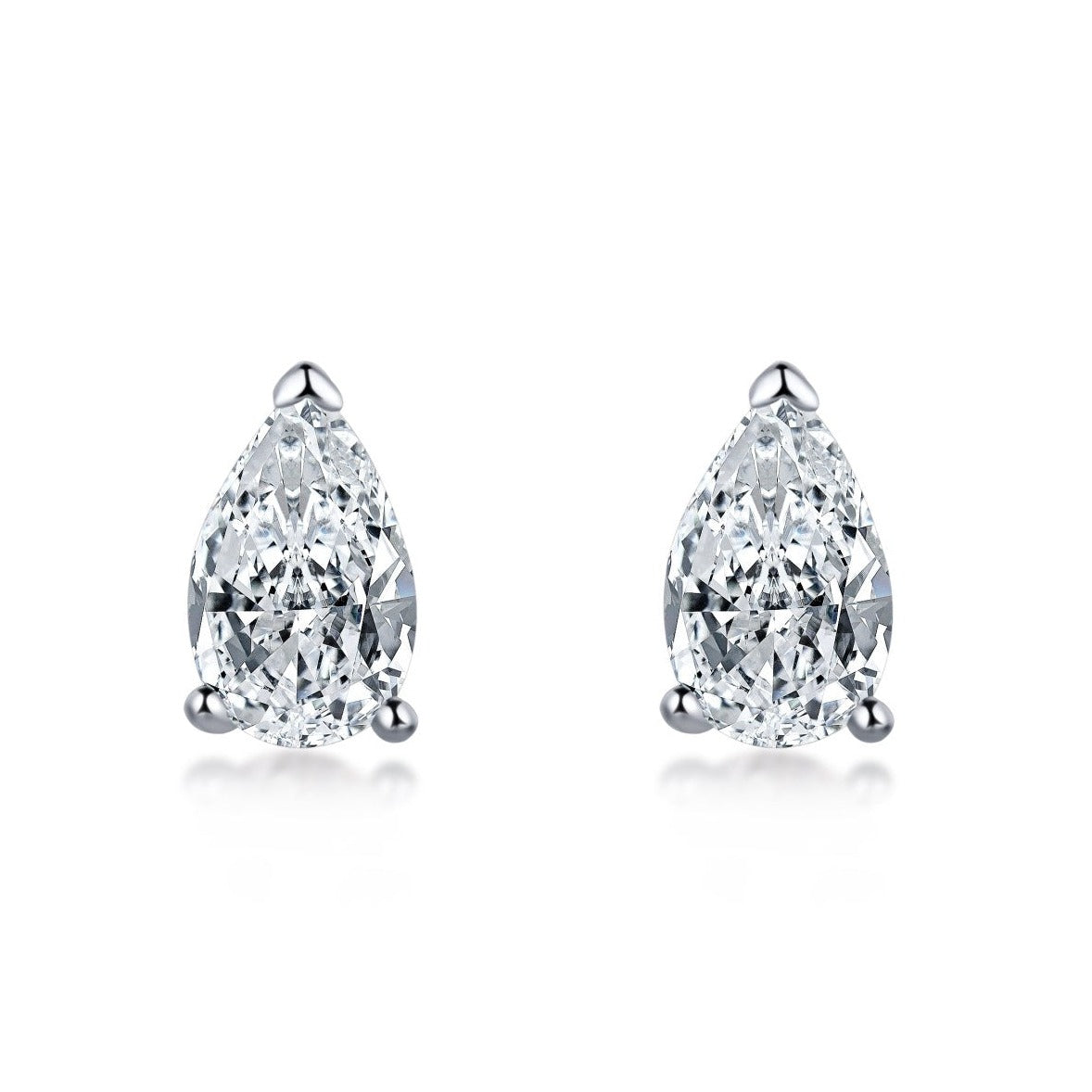 Sterling Silver Mila Pear Cut Diamond Earrings - Luxora London