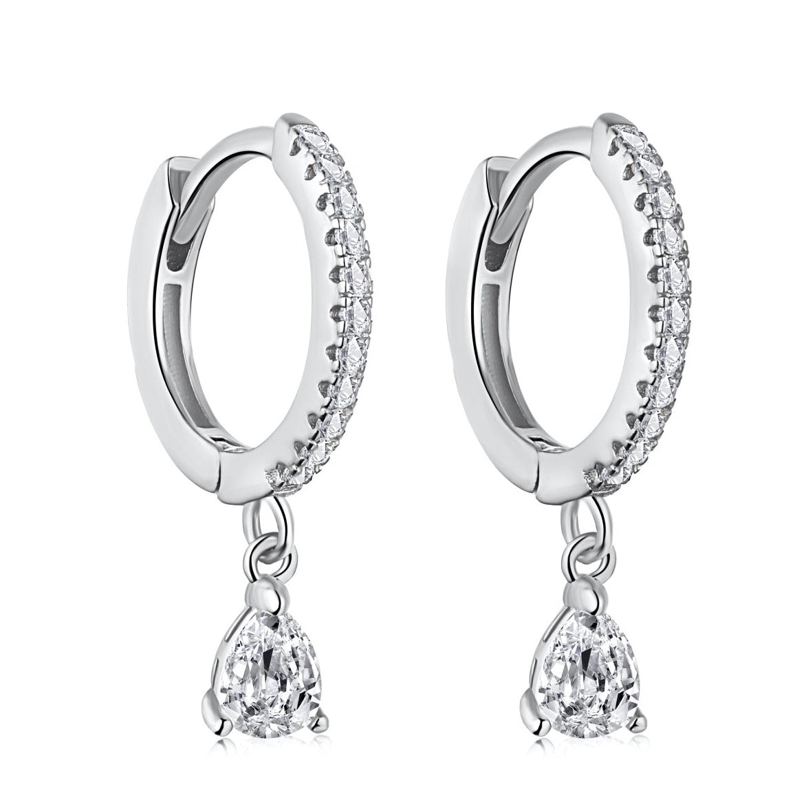Sterling Silver Mini Iced Huggie Diamond Earrings - Luxora London