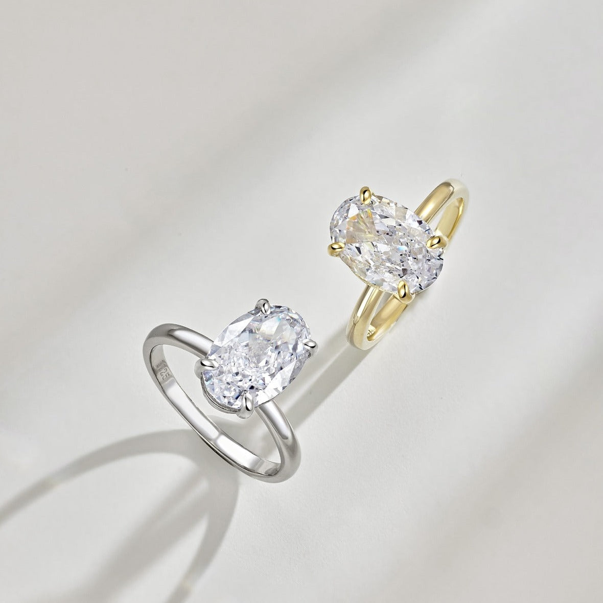 OCEANA SOLITAIRE OVAL CUT GOLD DIAMOND ENGAGEMENT RING - Luxora London