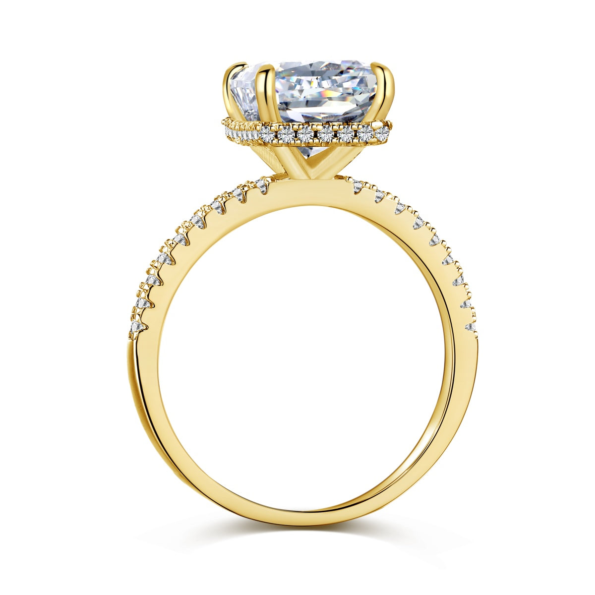 Alaia 4CT Radiant Cut 18K S925 Sterling Silver Promise Ring | Affordable Engagement Ring with Hidden Halo & Pave Band | Hypoallergenic, Tarnish-Free 8A Cubic Zirconia | Stacking Jewellery for Weddings & Anniversaries | Buy in London, UK | Luxora London