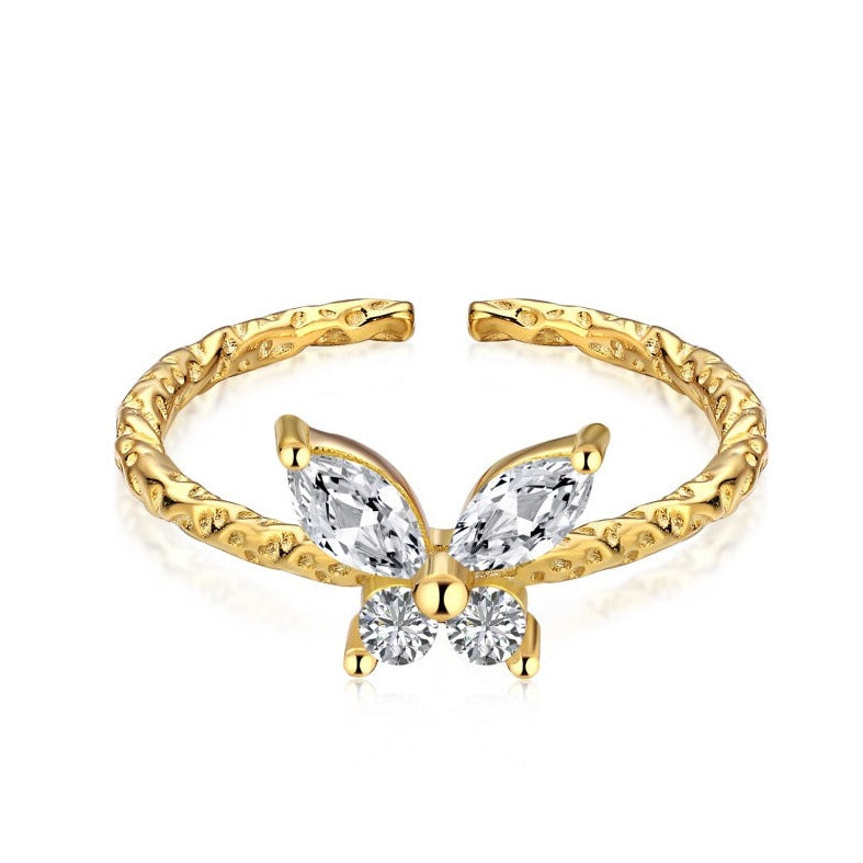 Gold Kiara Adjustable Butterfly Ring - Luxora London