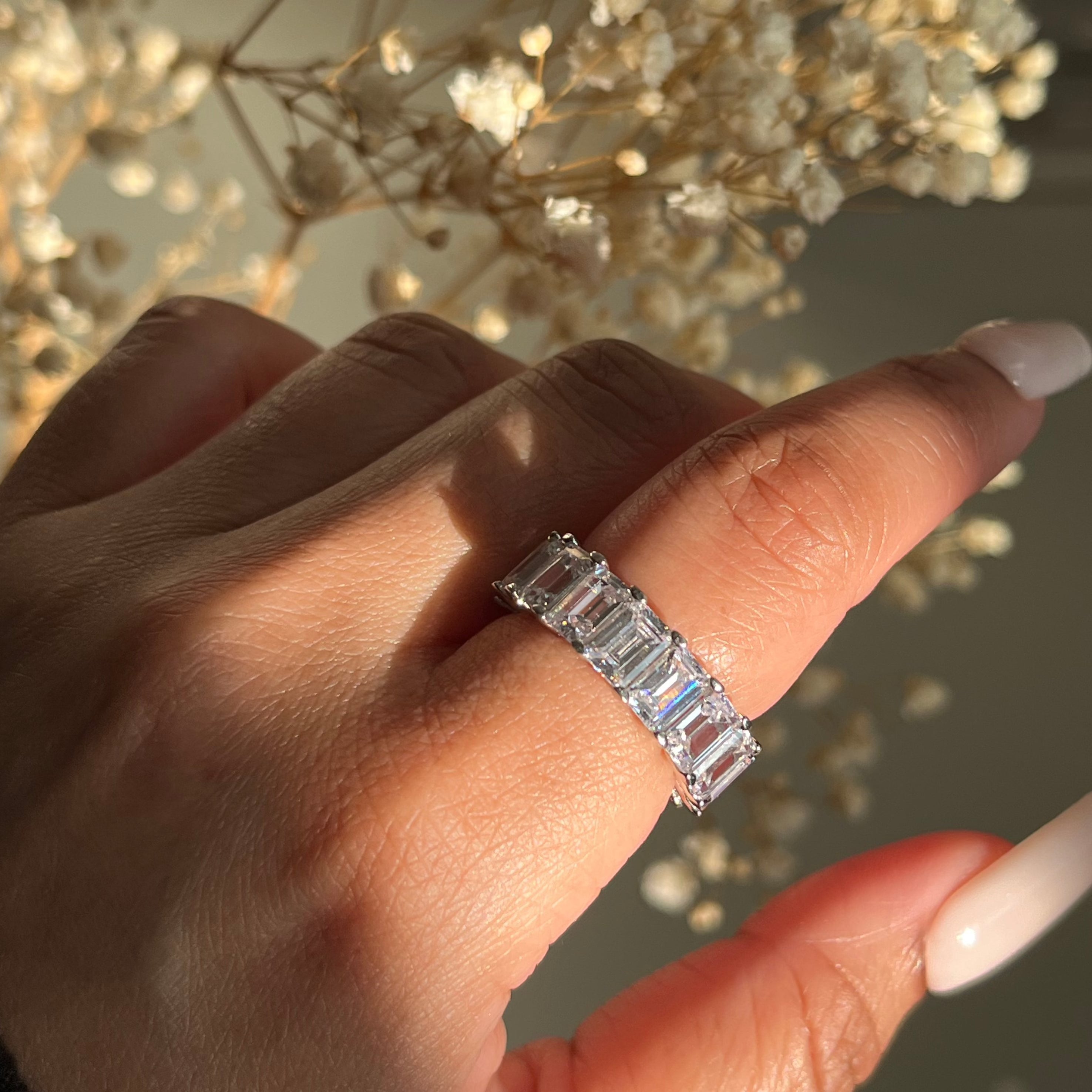 Kaia Emerald Cut Diamond Eternity Band - Luxora London