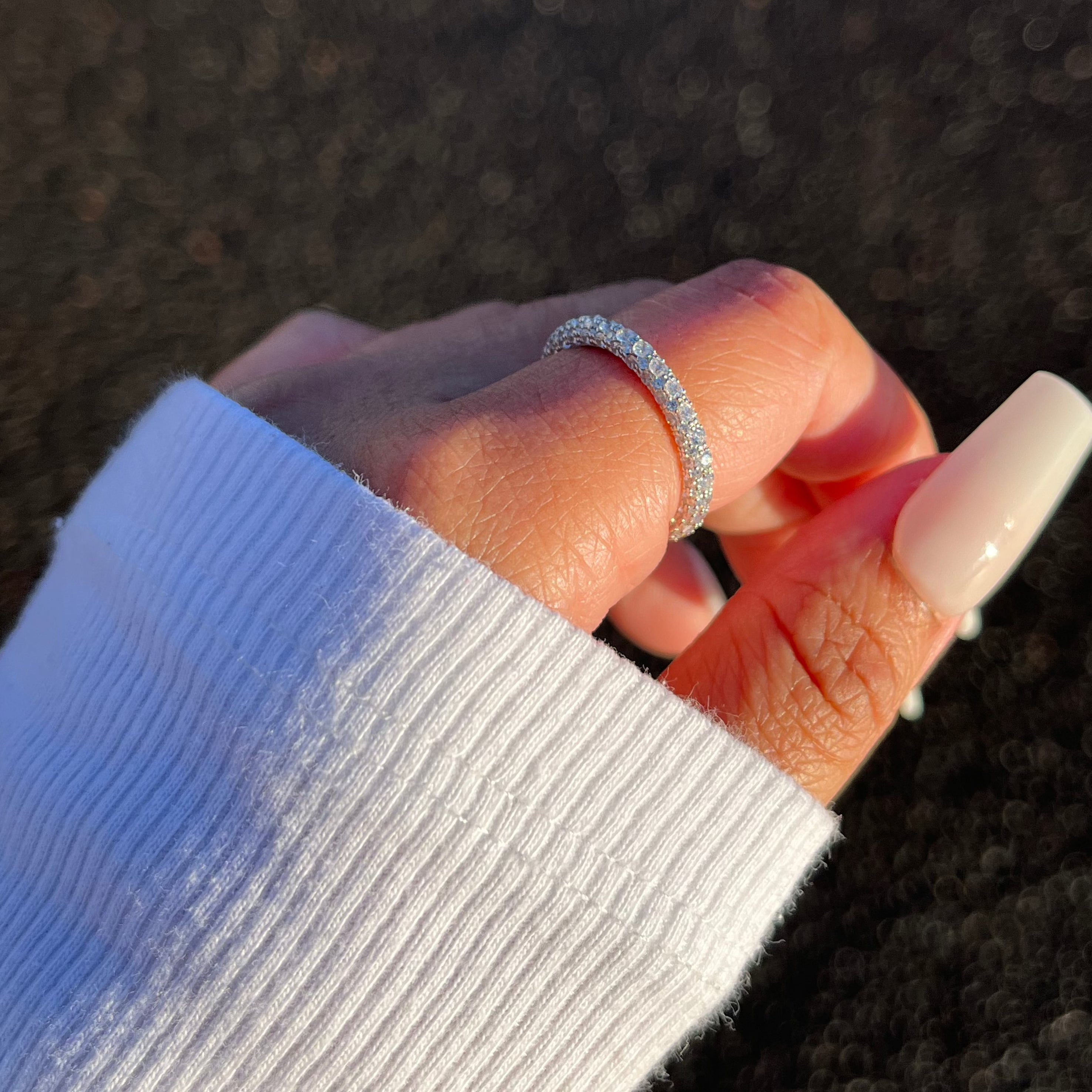 Triple Pavèd S925 Sterling Silver Eternity Band | Promise Ring | Affordable Engagement Ring with 5A Cubic Zirconia | Hypoallergenic, Tarnish-Free | Stacking Jewelry for Weddings & Anniversaries | Buy in London, UK | Luxora London