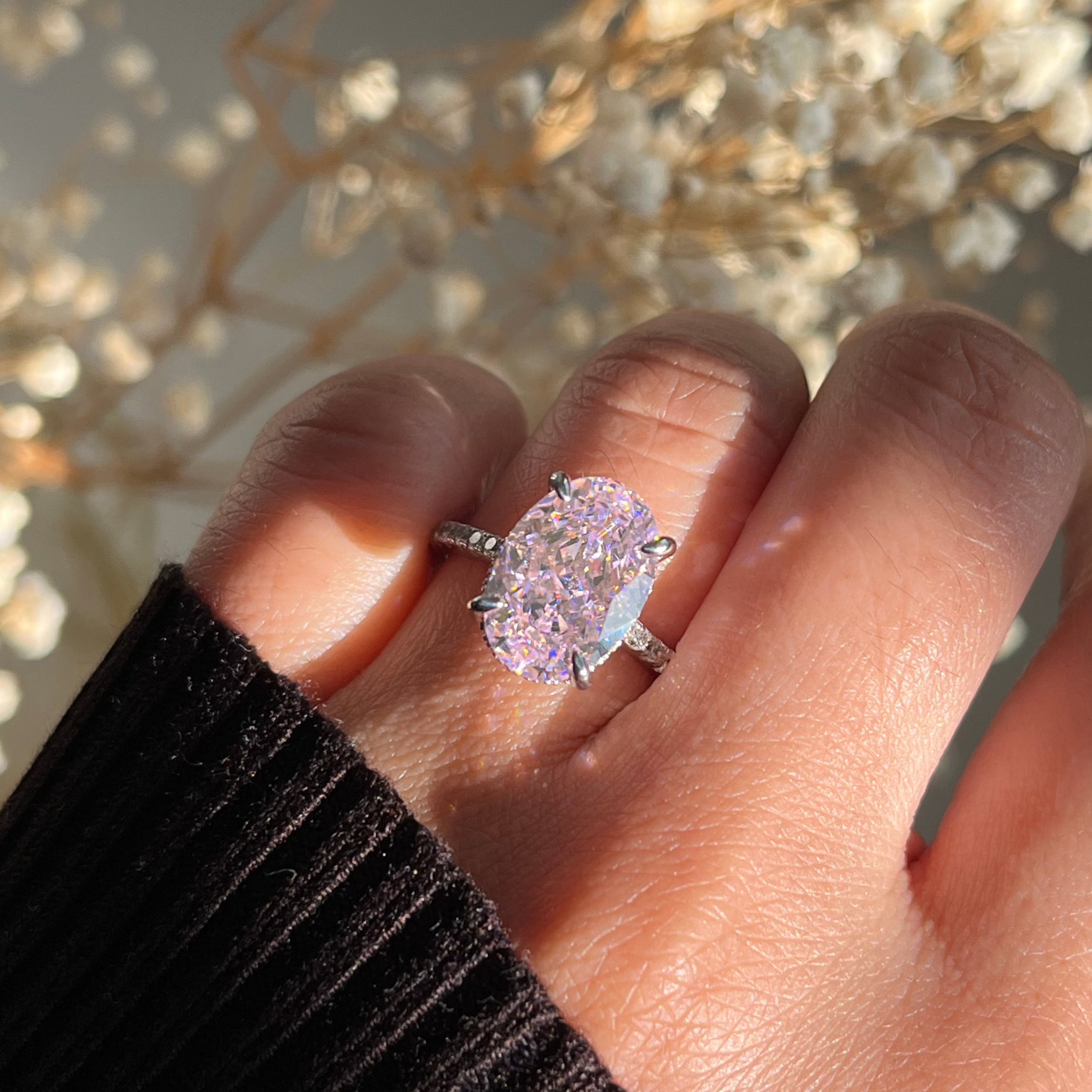 Fiona Oval Cut Pink Diamond Engagement Ring - Luxora London