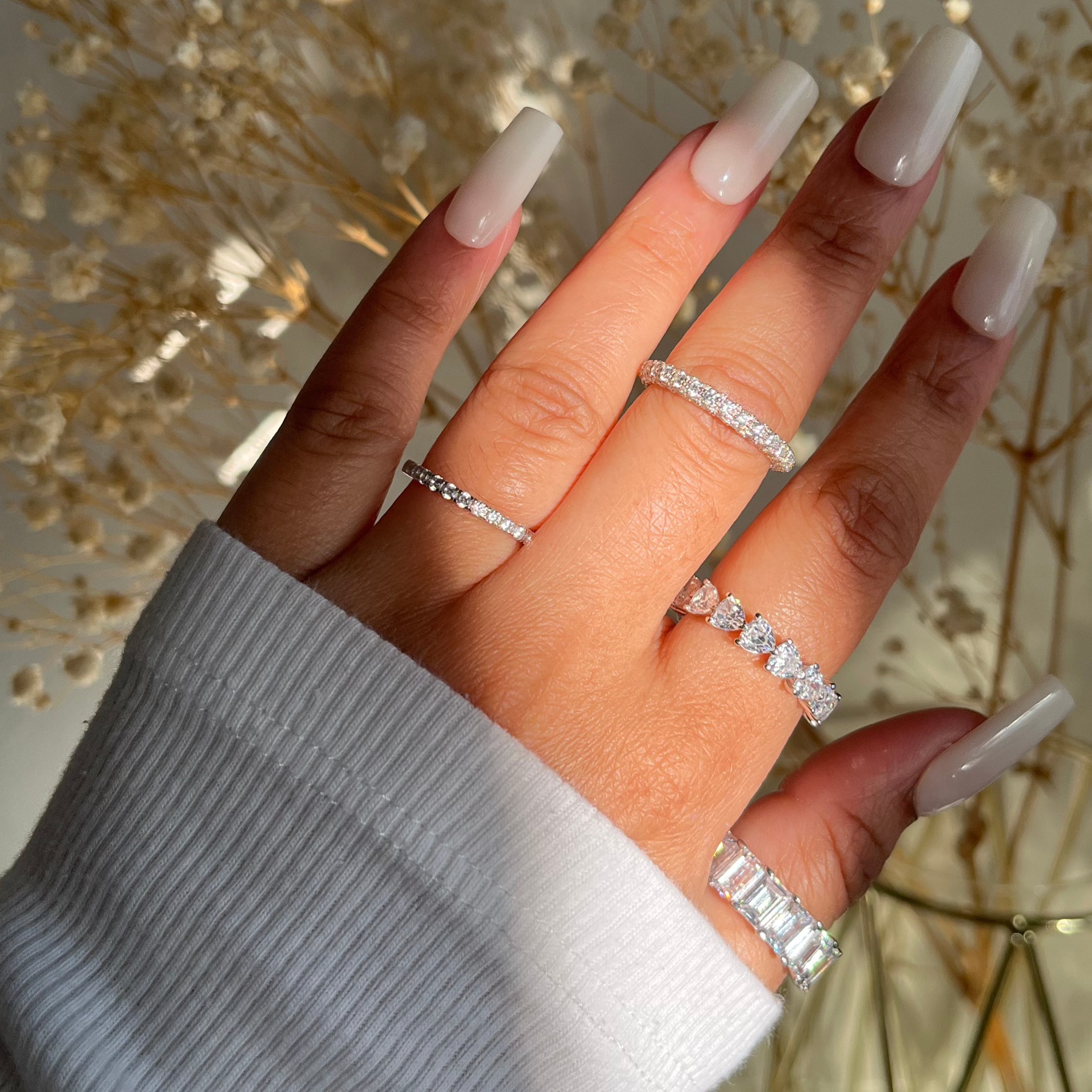Triple Pavèd S925 Sterling Silver Eternity Band | Promise Ring | Affordable Engagement Ring with 5A Cubic Zirconia | Hypoallergenic, Tarnish-Free | Stacking Jewelry for Weddings & Anniversaries | Buy in London, UK | Luxora London