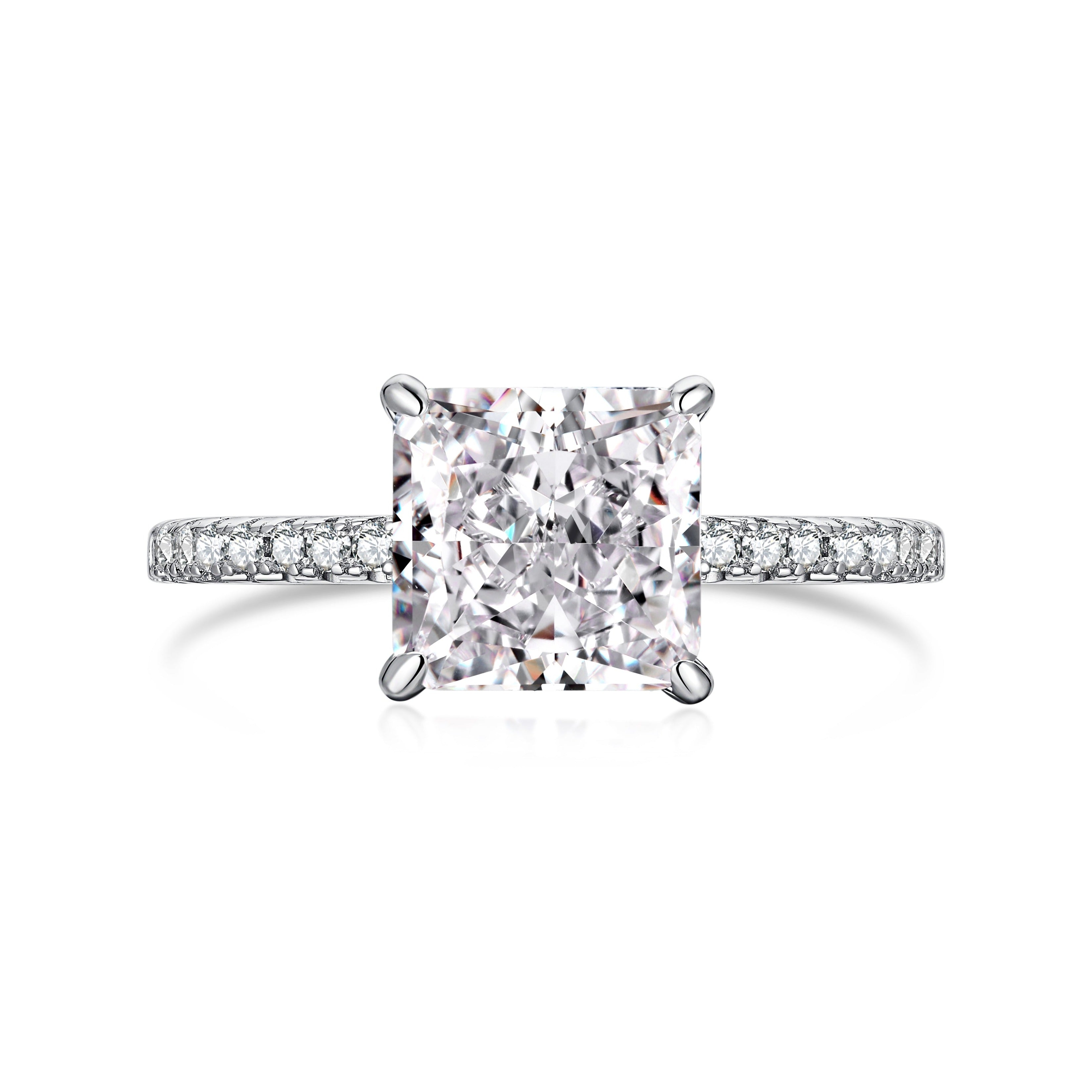 Amora 3CT Radiant Square Cut Diamond Engagement Ring - Luxora London