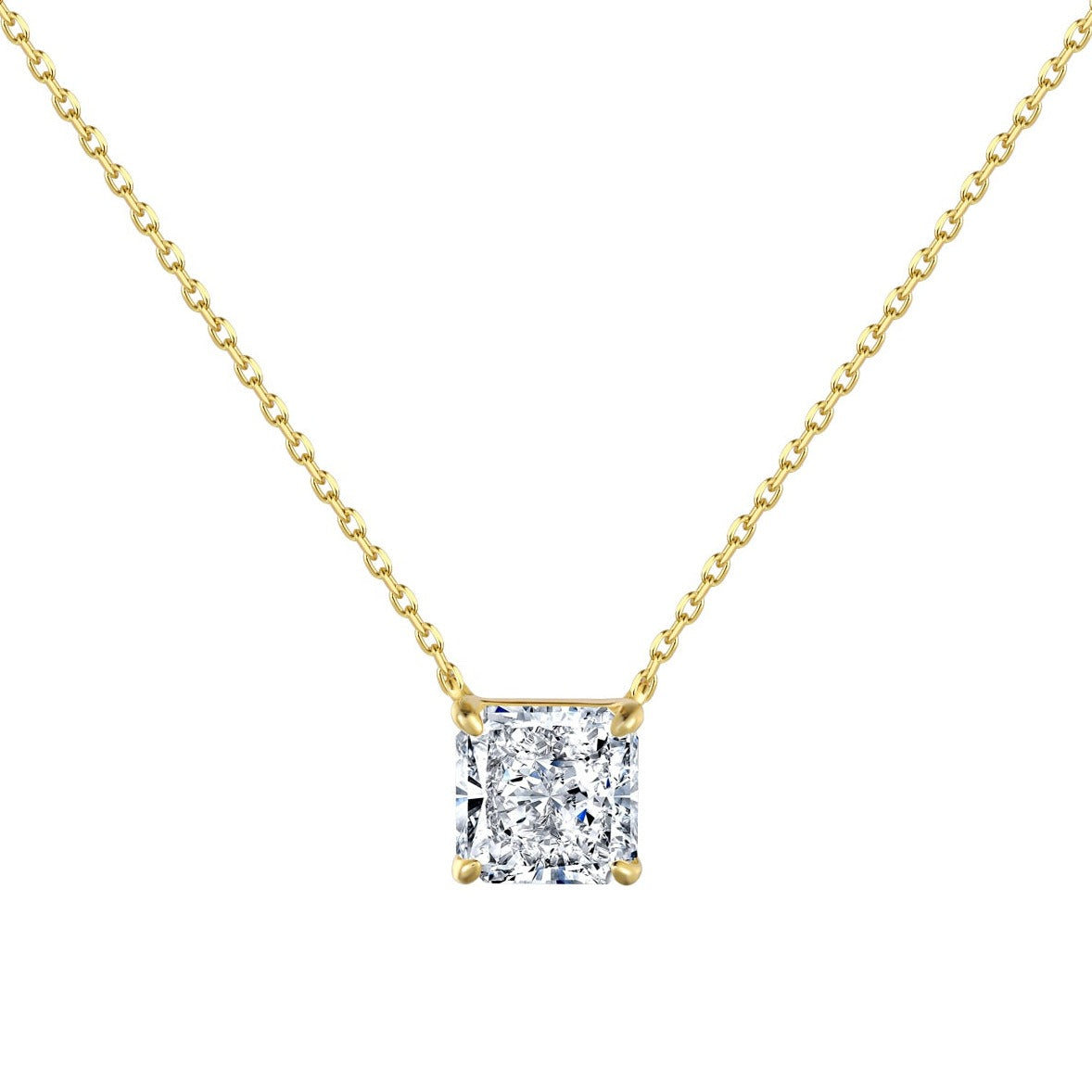 ISLA RADIANT SQUARE CUT 18K GOLD DIAMOND NECKLACE - Luxora London