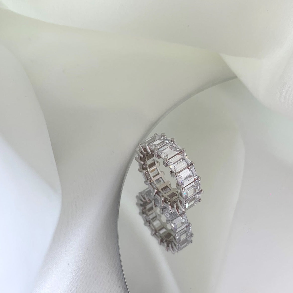 Kaia Emerald Cut Diamond Eternity Band - Luxora London