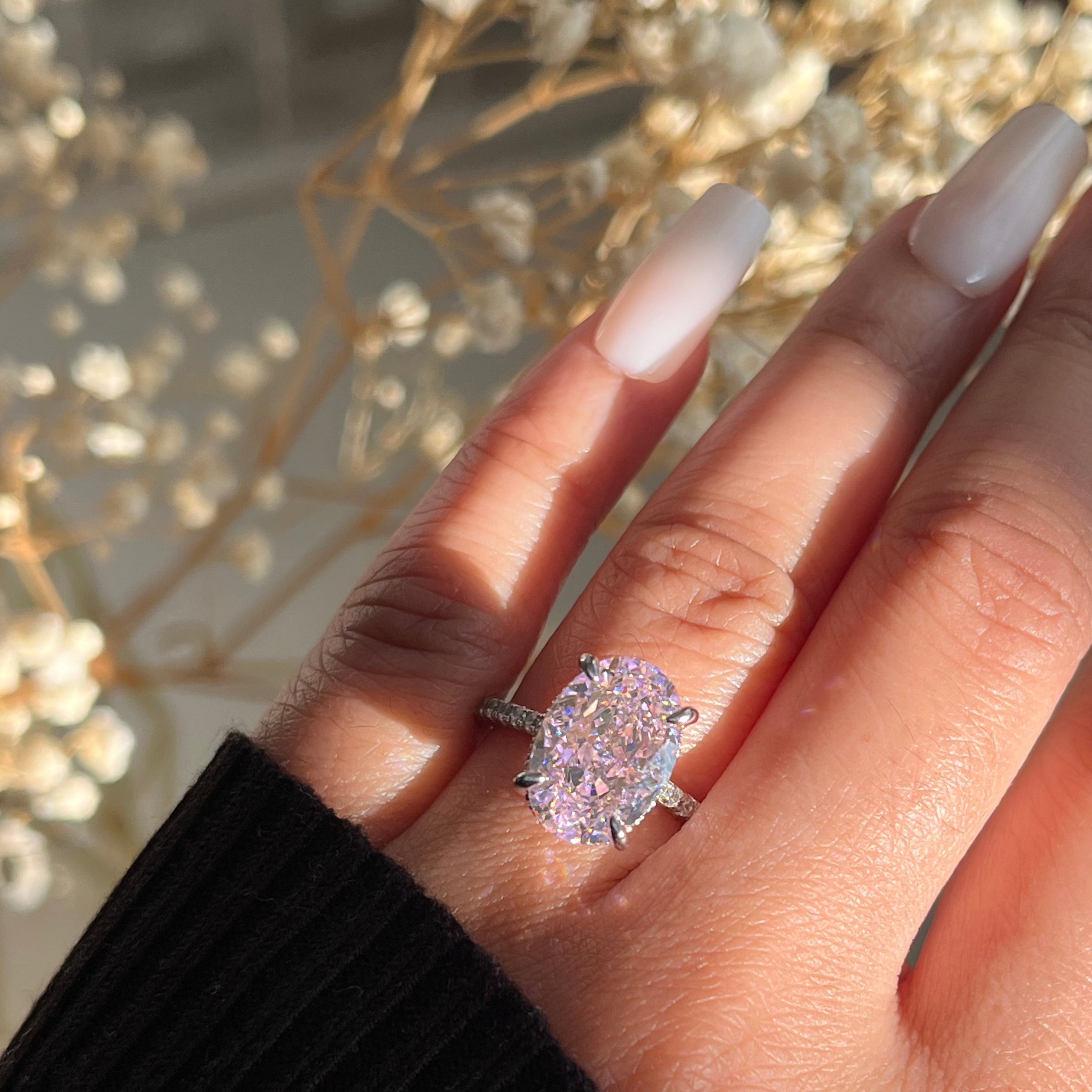 Fiona Oval Cut Pink Diamond Engagement Ring - Luxora London